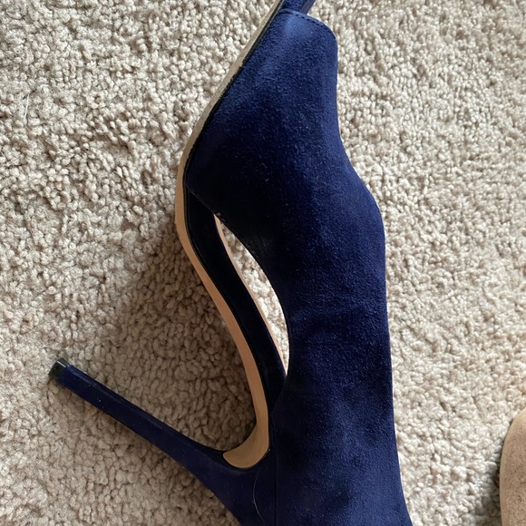 Halston! Blue suede designer stilettos sandals - Picture 6 of 16